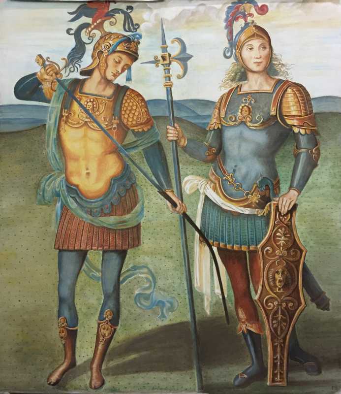 Affresco Leonida e Orazio Coclite - Perugino Affresco Leonida e Orazio Coclite - Perugino