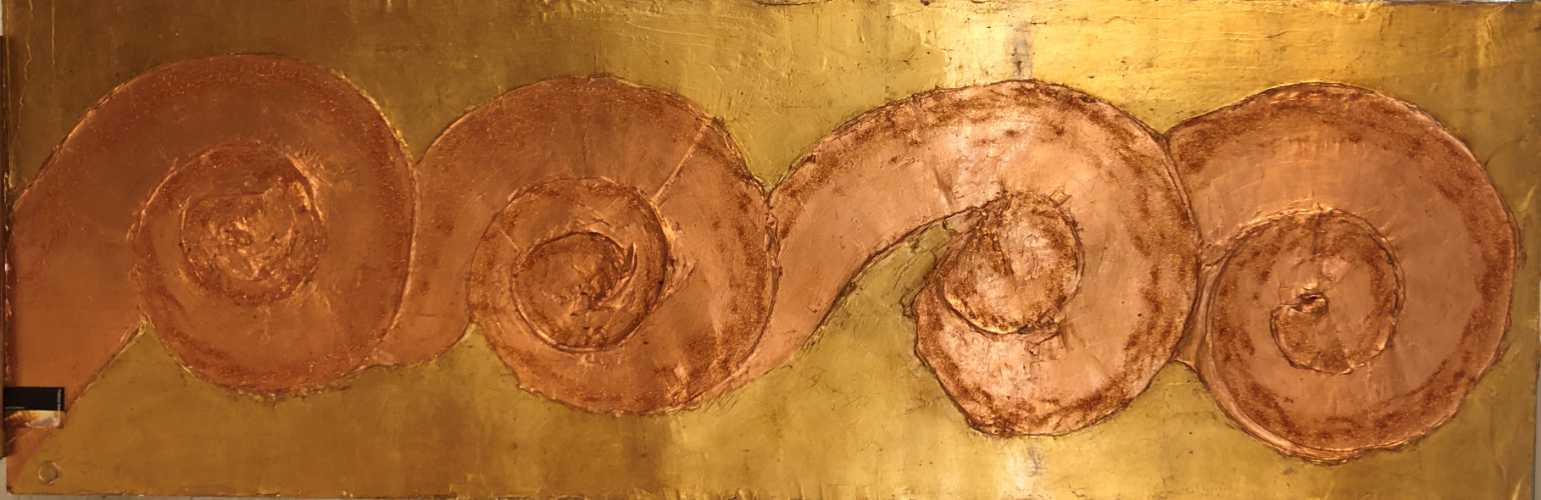 ROSSE VOLUTE foglia oro-rame 180 X 60